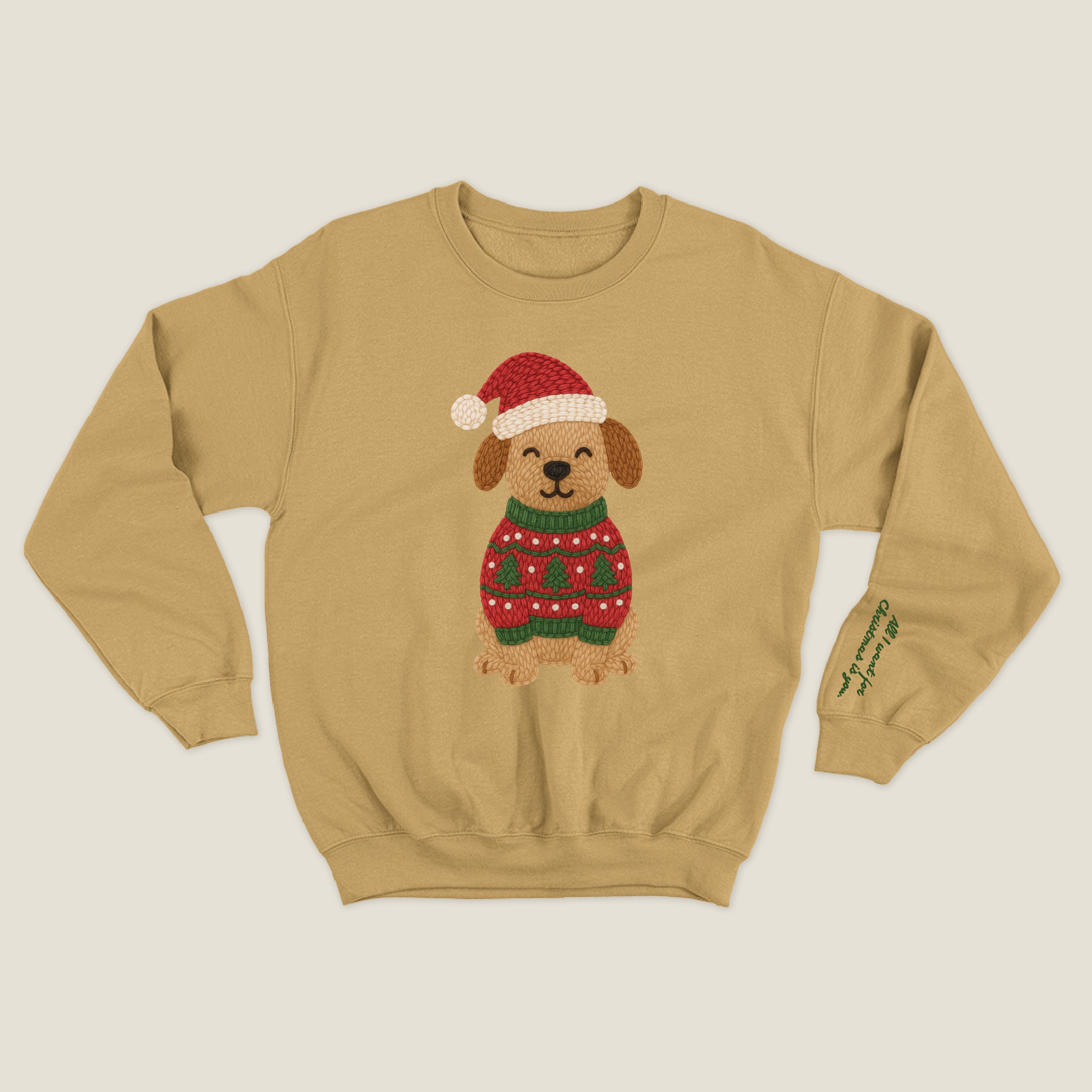 xmas sweatshirt personalizada MOSTAZA